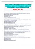 AMBULATORY CARE NURSE CERTIFICATION EXAM (ANCC) 2024-2025. NEW TRIAL EXAM QUESTIONS 100 CORRECT AND VERIFIED ANSWERS. GRADED A+.