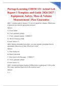 Portage Learning CHEM 121 Actual Lab Report 1 Template and Guide 2026&sol;2027 &vert; Equipment&comma; Safety&comma; Mass & Volume Measurement &vert; Pass Guarantee