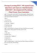 Portage Learning PSYC 140 Actual Exam Questions and Answers with Rationales 2026&sol;2027 &vert; Developmental Psychology Final Exam &vert; Pass Guarantee