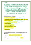     BC Owner Builder Authorization Actual  Exam Newest 2026- 2027 &sol;BC Owner  Builder Authorization Preparation With  300 Expert Verified Questions And  Correct Answers With Rationales&vert;  Already Graded A&plus; Brand New&excl;&excl;&excl;