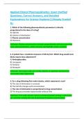 Applied Clinical Pharmacokinetics  Exam Verified  Questions&comma; Correct Answers&comma; and Detailed  Explanations for Science Students&vert;&vert;Already Graded  A&plus; 