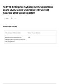 FedVTE Enterprise Cybersecurity Operations Exam Study Guide Questions with Correct Answers 2025 latest update&excl;&excl;