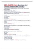 COA JCAHPO Exam Questions And Correct Answers&vert;2026 Updated