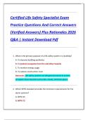 Certified Life Safety Specialist Exam  Practice Questions And Correct Answers  &lpar;Verified Answers&rpar; Plus Rationales 2026  Q&A &vert; Instant Download Pdf