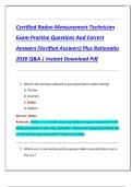 Certified Radon Measurement Technician  Exam Practice Questions And Correct  Answers &lpar;Verified Answers&rpar; Plus Rationales  2026 Q&A &vert; Instant Download Pdf 