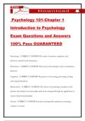 Psychology 101-Chapter 1 Introduction to Psychology Exam Questions and Answers 100&percnt; Pass GUARANTEED