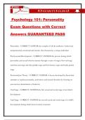 Psychology 101&colon; Personality Exam Questions with Correct Answers GUARANTEED PASS