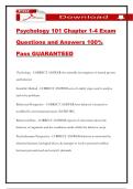 Psychology 101 Chapter 1-4 Exam Questions and Answers 100&percnt; Pass GUARANTEED