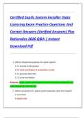 Certified Septic System Installer State  Licensing Exam Practice Questions And  Correct Answers &lpar;Verified Answers&rpar; Plus  Rationales 2026 Q&A &vert; Instant  Download Pdf