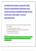 Certified Stormwater Inspector &lpar;CSI&rpar;  Practice Examination Questions And  Correct Answers &lpar;Verified Answers&rpar; Plus  Rationales 2026 Q&A &vert; Instant  Download Pdf