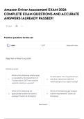 Amazon Driver Assessment  EXAM  2026 COMPLETE EXAM QUESTIONS AND ACCURATE ANSWERS &vert;ALREADY PASSED&excl;&excl;