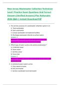 New Jersey Wastewater Collection Technician  Level I Practice Exam Questions And Correct  Answers &lpar;Verified Answers&rpar; Plus Rationales  2026 Q&A &vert; Instant Download Pdf 