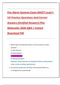 Fire Alarm Systems Exam &lpar;NICET Level I IV&rpar; Practice Questions And Correct  Answers &lpar;Verified Answers&rpar; Plus  Rationales 2026 Q&A &vert; Instant  Download Pdf