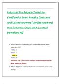 Industrial Fire Brigade Technician  Certification Exam Practice Questions  And Correct Answers &lpar;Verified Answers&rpar;  Plus Rationales 2026 Q&A &vert; Instant  Download Pdf 