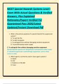 NICET Special Hazards Systems Level I Exam With Actual Questions & Verified Answers&comma; Plus Explained Rationales&sol;Expert Verified For Guaranteed Pass 2026&sol;Latest Updated&sol;Instant Download Pdf