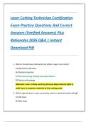 Laser Cutting Technician Certification  Exam Practice Questions And Correct  Answers &lpar;Verified Answers&rpar; Plus  Rationales 2026 Q&A &vert; Instant  Download Pdf 