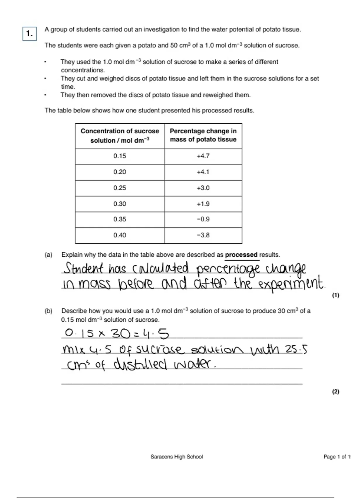 AQA A LEVEL BIOLOGY 2025 Study Guide Questions & Solutions | 100% ...