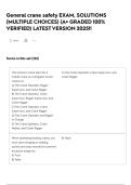 General crane safety EXAM&comma; SOLUTIONS &lpar;MULTIPLE CHOICES&rpar; &lpar;A&plus; GRADED 100&percnt; VERIFIED&rpar; LATEST VERSION 2025&excl;&excl;