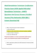 Mold Remediation Technician Certification  Practice Exam &lpar;IICRC Applied Microbial  Remediation Technician &ndash; AMRT&rpar;  Questions And Correct Answers &lpar;Verified  Answers&rpar; Plus Rationales 2026 Q&A &vert;  Instant Download Pdf 