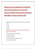 Mosquito Control Applicator Certification  Exam Practice Questions And Correct  Answers &lpar;Verified Answers&rpar; Plus Rationales  2026 Q&A &vert; Instant Download Pdf 