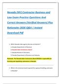 Nevada &lpar;NV&rpar; Contractor Business and  Law Exam Practice Questions And  Correct Answers &lpar;Verified Answers&rpar; Plus  Rationales 2026 Q&A &vert; Instant  Download Pdf 