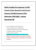 NFPA Certified Fire Inspector II &lpar;CFII&rpar;  Practice Exam Questions And Correct  Answers &lpar;Verified Answers&rpar; Plus  Rationales 2026 Q&A &vert; Instant  Download Pdf
