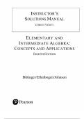 Solutions manual  for Intermediate Algebra Concepts and Applications  8th Edition&comma; by Marvin L&period; Bittinger 