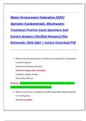 Water Environment Federation &lpar;WEF&rpar;  Operator Fundamentals&colon; Wastewater  Treatment Practice Exam Questions And  Correct Answers &lpar;Verified Answers&rpar; Plus  Rationales 2026 Q&A &vert; Instant Download Pdf 