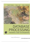 TEST BANK FOR Database Processing&colon; Fundamentals&comma; Design&comma; and Implementation 16th Edition by David Kroenke&comma; David Auer&comma; Scott Vandenberg ISBN&colon;978-0137430437 COMPLETE GUIDE 100&percnt; VERIFIED A&plus; GRADE ASSURED&excl;&excl;&excl;&excl;&excl;NEW LATEST UPDATE&excl;&excl;&excl;&excl;&excl;