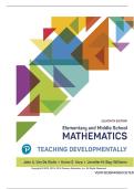 TEST BANK FOR Elementary and Middle School Mathematics&colon; Teaching Developmentally 11th Edition by John Van de Walle&comma; Karen Karp ISBN&colon;978-0136818038 COMPLETE GUIDE ALL CHAPTERS COVERED 100&percnt; VERIFIED A&plus; GRADE ASSURED&excl;&excl;&excl;&excl;NEW LATEST UPDATE&excl;&excl;&excl;&excl;&excl;