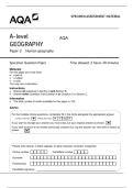 AQA A-Level Geography Paper 2 &lpar;Human Geography&rpar; Study Guide & Marking Scheme 2025  