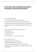 HEALTH POLICY FINAL&vert; QUESTIONS AND ANSWERS &vert; 2026 UPDATE &vert; WITH COMPLETE SOLUTION&excl;&excl;