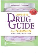 TEST BANK FOR Davis's Drug Guide for Nurses Nineteenth Edition by April Hazard Vallerand&comma; Cynthia A&period; Sanoski&period; ISBN&colon; ISBN&colon;9781719652926 COMPLETE GUIDE ALL CHAPTERS COVERED 100&percnt; VERIFIED A&plus; GRADE ASSURED&excl;&excl;&excl;&excl;&excl;NEW LATEST UPDATE&excl;&excl;&excl;&excl;&excl;