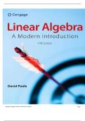 TEST BANK FOR Linear Algebra&colon; A Modern Introduction 5th Edition by David Poole ISBN&colon;978-8214013054 COMPLETE GUIDE ALL CHAPTERS COVERED 100&percnt; VERIFIED A&plus; GRADE ASSURED&excl;&excl;&excl;&excl;&excl;NEW LATEST UPDATE&excl;&excl;&excl;&excl;&excl;
