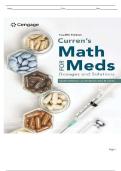TEST BANK FOR Curren's Math for Meds&colon; Dosages and Solutions 12th Edition by Gladdi Tomlinson&comma; Lou Ann Boose ISBN&colon;978-0357768075 COMPLETE GUIDE ALL CHAPTERS COVERED 100&percnt; VERIFIED A&plus; GRADE ASSURED&excl;&excl;&excl;&excl;&excl;NEW LATEST UPDATE&excl;&excl;&excl;&excl;&excl;