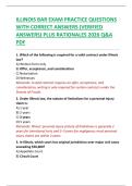 ILLINOIS BAR EXAM PRACTICE QUESTIONS  WITH CORRECT ANSWERS &lpar;VERIFIED  ANSWERS&rpar; PLUS RATIONALES 2026 Q&A  PDF