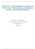 WGU C170 Data Management Applications &ndash; VHT2 Task 1&colon; Normalization and Database Design with Complete Solutions &lpar;Western Governors University&rpar; 2026&sol;2027