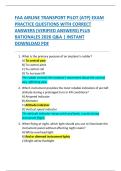 FAA AIRLINE TRANSPORT PILOT &lpar;ATP&rpar; EXAM  PRACTICE QUESTIONS WITH CORRECT  ANSWERS &lpar;VERIFIED ANSWERS&rpar; PLUS  RATIONALES 2026 Q&A &vert; INSTANT  DOWNLOAD PDF 