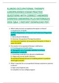 ILLINOIS OCCUPATIONAL THERAPY  JURISPRUDENCE EXAM PRACTICE  QUESTIONS WITH CORRECT ANSWERS  &lpar;VERIFIED ANSWERS&rpar; PLUS RATIONALES  2026 Q&A &vert; INSTANT DOWNLOAD PDF