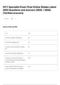 HCV Specialist Exam Final Online Retake Latest 2025 Questions and Answers &lpar;2025 &sol; 2026&rpar; &lpar;Verified Answers&rpar;