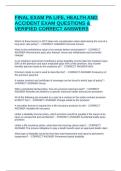 FINAL EXAM PA LIFE&comma; HEALTH AND ACCIDENT EXAM QUESTIONS & VERIFIED CORRECT ANSWERS