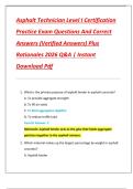 Asphalt Technician Level I Certification  Practice Exam Questions And Correct  Answers &lpar;Verified Answers&rpar; Plus  Rationales 2026 Q&A &vert; Instant  Download Pdf
