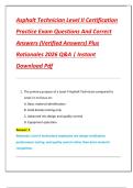 Asphalt Technician Level II Certification  Practice Exam Questions And Correct  Answers &lpar;Verified Answers&rpar; Plus  Rationales 2026 Q&A &vert; Instant  Download Pdf