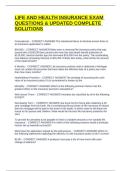 LIFE AND HEALTH INSURANCE EXAM QUESTIONS & UPDATED COMPLETE SOLUTIONS