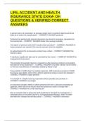 LIFE&comma; ACCIDENT AND HEALTH INSURANCE STATE EXAM- OH QUESTIONS & VERIFIED CORRECT  ANSWERS