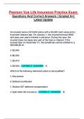 Pearson Vue Life Insurance Practice Exam Questions And Correct Answers &vert; Graded A&plus;&vert; Latest Update