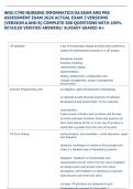WGU C790 NURSING INFORMATICS OA EXAM AND PRE  ASSESSMENT EXAM 2026 ACTUAL EXAM 2 VERSIONS  &lpar;VERSION A AND B&rpar; COMPLETE 500 QUESTIONS WITH 100&percnt;  DETAILED VERIFIED ANSWERS&sol; ALREADY GRADED A&plus; 