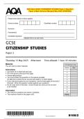 May 2025 AQA GCSE Citizenship Studies &vert; Paper 1 & Paper 2 Combined Question Papers & Mark Schemes