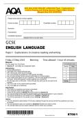 2025 AQA GCSE ENGLISH LANGUAGE Paper 1 Explorations in  Creative Reading and Writing Question Paper & Mark Scheme  &lpar;Merged&rpar; May 2025 &lbrack;VERIFIED&rsqb;