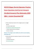 NCCCO Digger Derrick Operator Practice  Exam Questions And Correct Answers  &lpar;Verified Answers&rpar; Plus Rationales 2026  Q&A &vert; Instant Download Pdf 